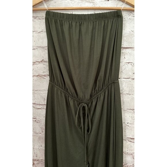 Rue21 Jumpsuit Womens S Army Green Strapless Jogger Stretch Knit Elastic Waist - Picture 2 of 4